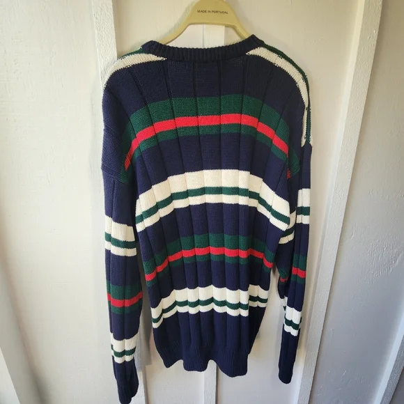 John Ashford 3D Knit Sweater Biggie Cosby Stripped Knit Multicolor 90’s Size Lg - Picture 6 of 10